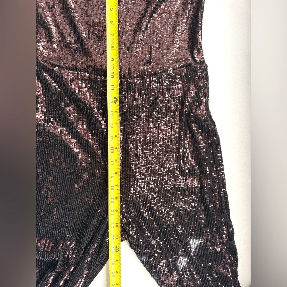 Express Sequin Strapless Straight Leg Jumpsuit Deep Espresso Brown Size M NWT - Picture 14 of 14